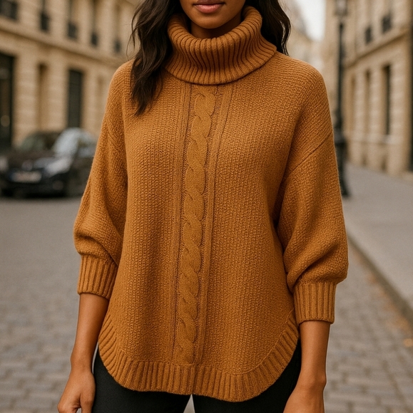 💙 Express Oversized Knit Turtleneck Sweater Size M - Picture 1 of 8